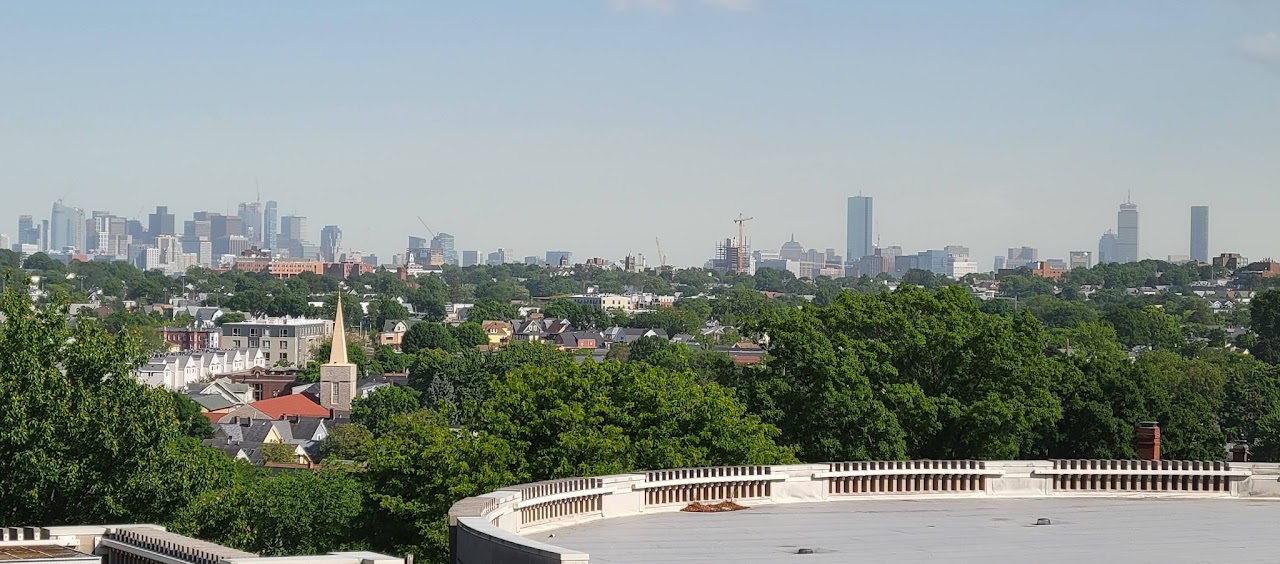 The view of Boston from above the library at Tufts.