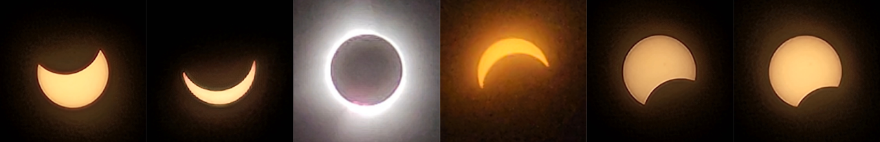 Different moments I captured of the solar eclipse on April 8 2024.